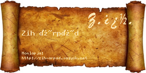 Zih Árpád névjegykártya